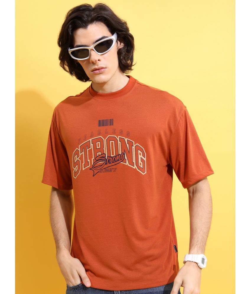     			Ketch Polyester Oversized Fit Printed Half Sleeves Men's T-Shirt - Rust ( Pack of 1 )