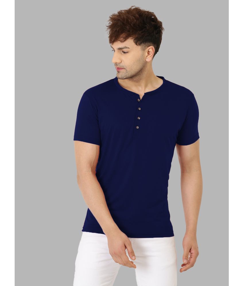     			Leotude Cotton Blend Regular Fit Solid Half Sleeves Men's T-Shirt - Navy ( Pack of 1 )