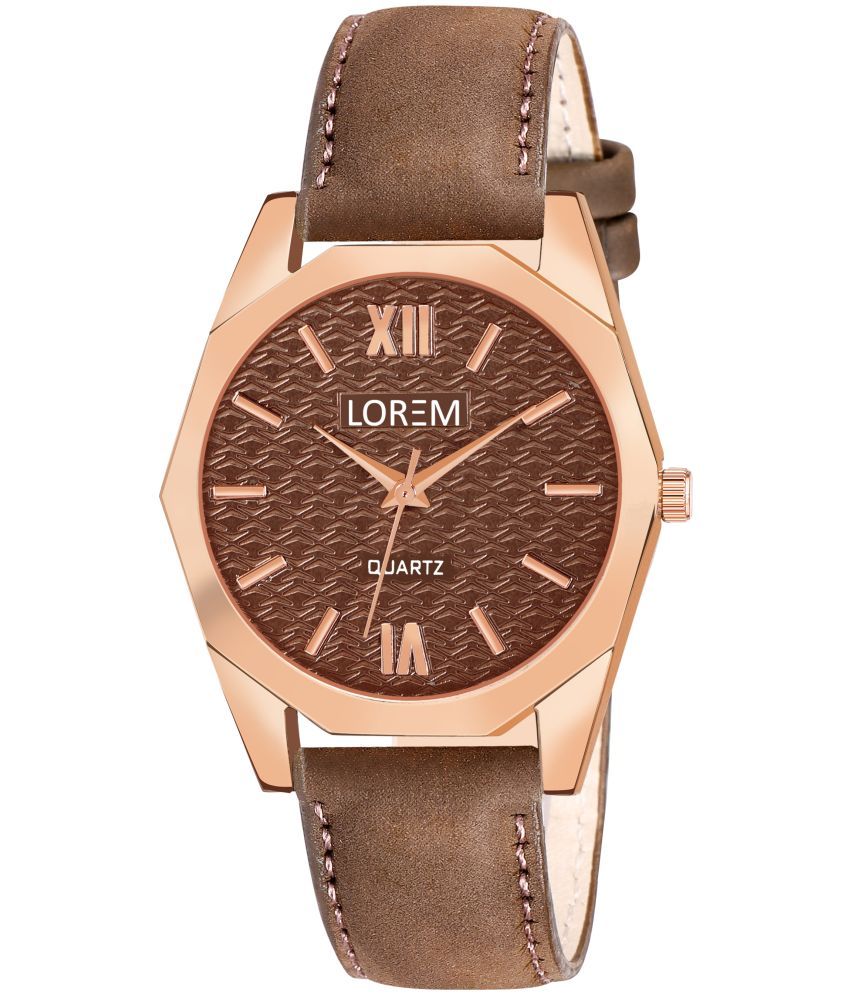     			Lorem Brown Leather Analog Womens Watch