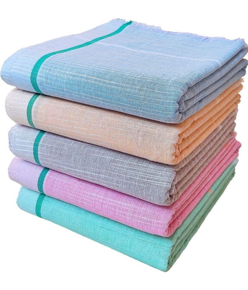     			Mk weaves Cotton Self Design Below 300 -GSM Bath Towel ( Pack of 5 ) - Multicolor