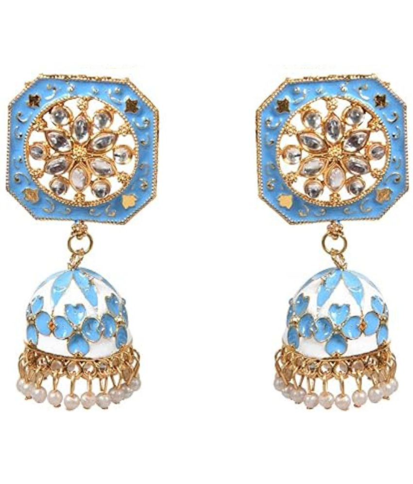     			Nilu's Collection Sky Blue Jhumki Earrings ( Pack of 1 )