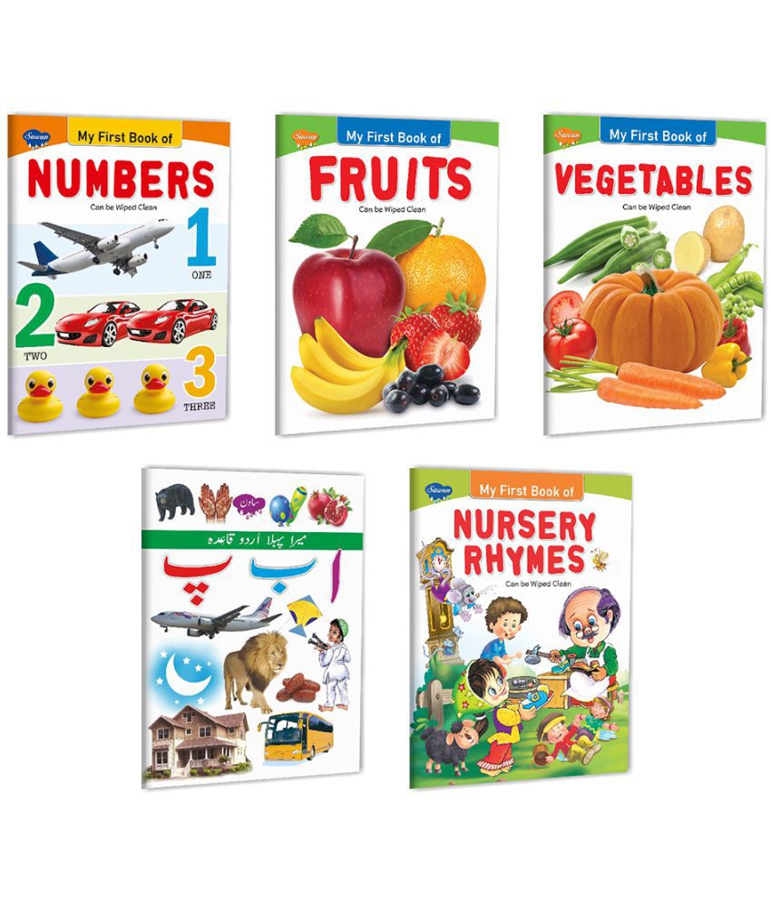     			Picture Book Collections for Early Learning (Set of 5) - मेरा पहला उर्दू कायदा अलिपफ बे पे | Mera Pehla Urdu Qayda Alif Be Pe in Hindi, My First Book of Numbers, My First Book of Fruits, My First Book of Vegetables and My First Book of Nursery Rhymes