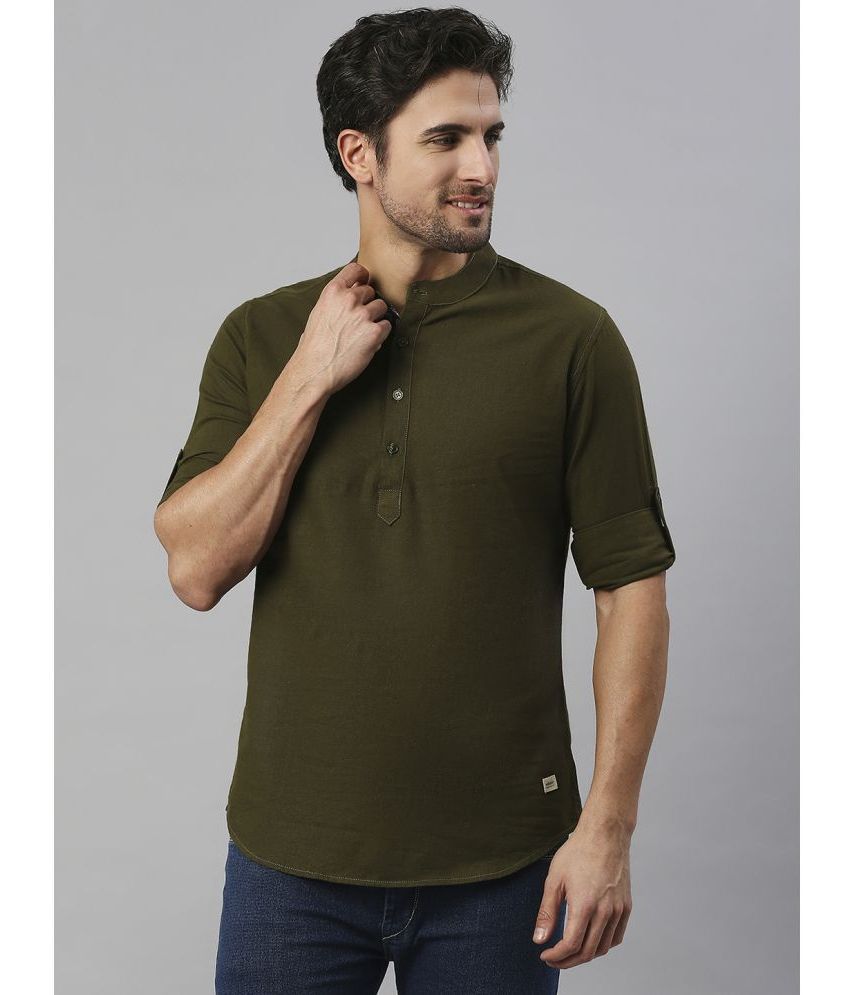     			Solemio Cotton Blend Slim Fit Solids Full Sleeves Men's Casual Shirt - Green ( Pack of 1 )