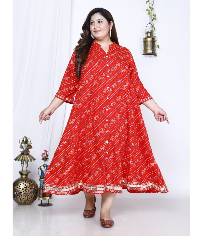     			Swasti Cotton Blend Printed Flared Women's Kurti - Red ( Pack of 1 )