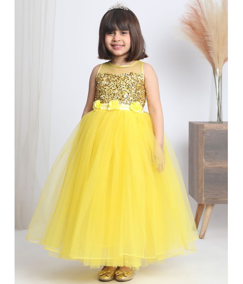     			Toy Balloon Kids Yellow Net Girls Fit And Flare Dress ( Pack of 1 )