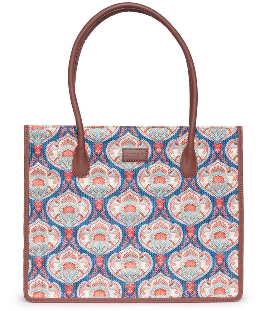     			Zouk Blue Jute Tote Bag