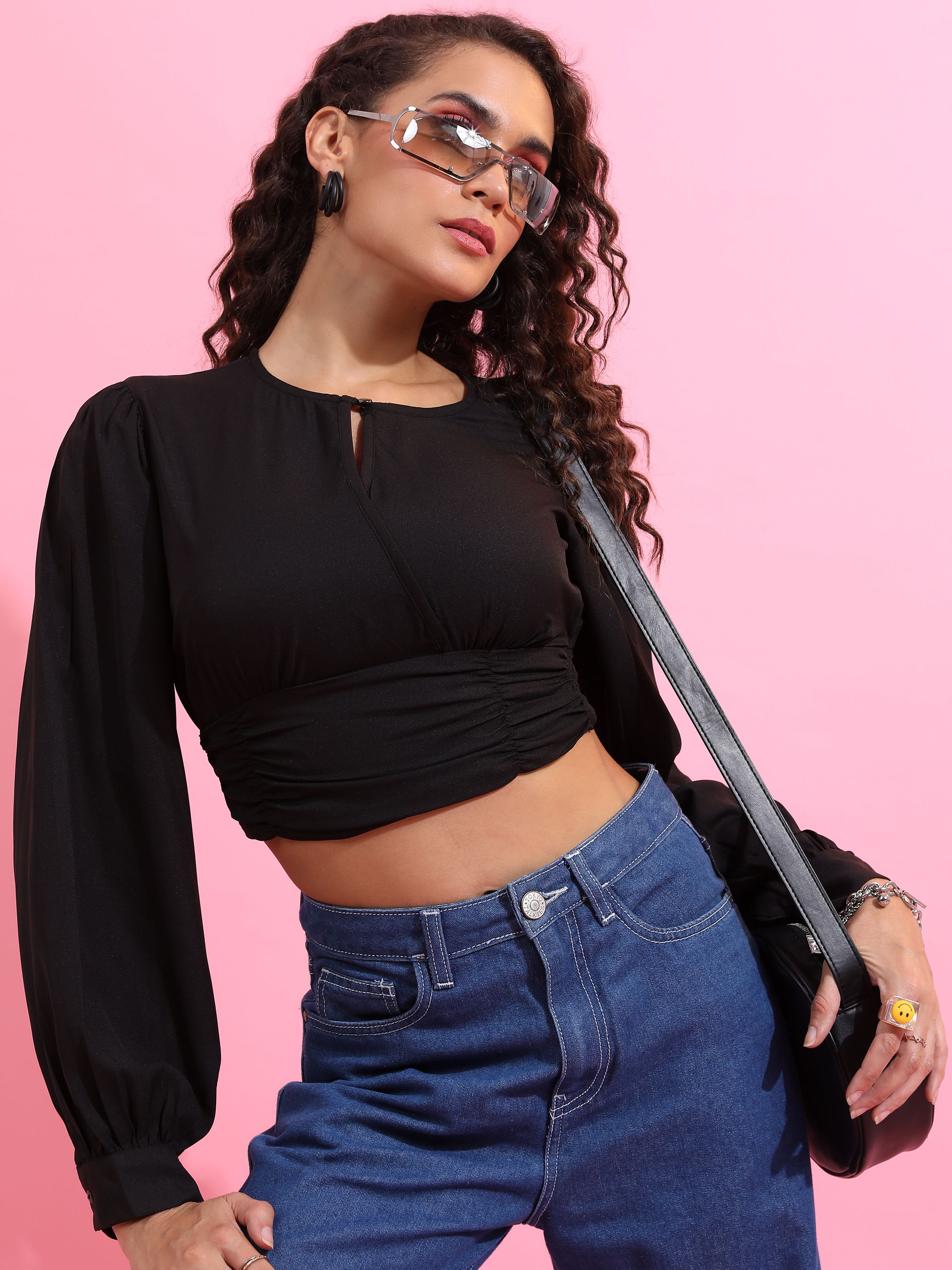     			Ketch Black Polyester Women's Crop Top ( Pack of 1 )