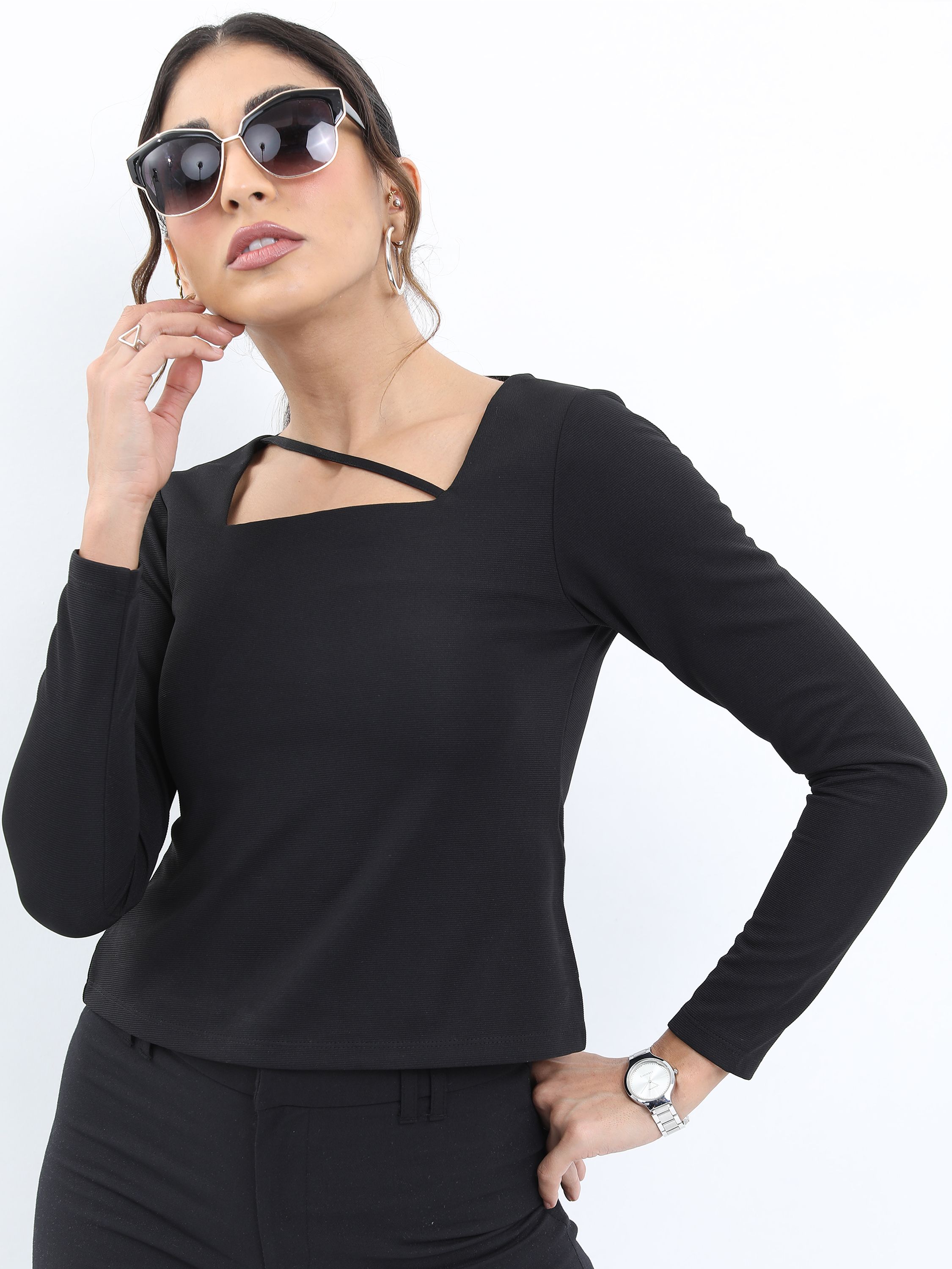     			Ketch Black Polyester Women's Regular Top ( Pack of 1 )