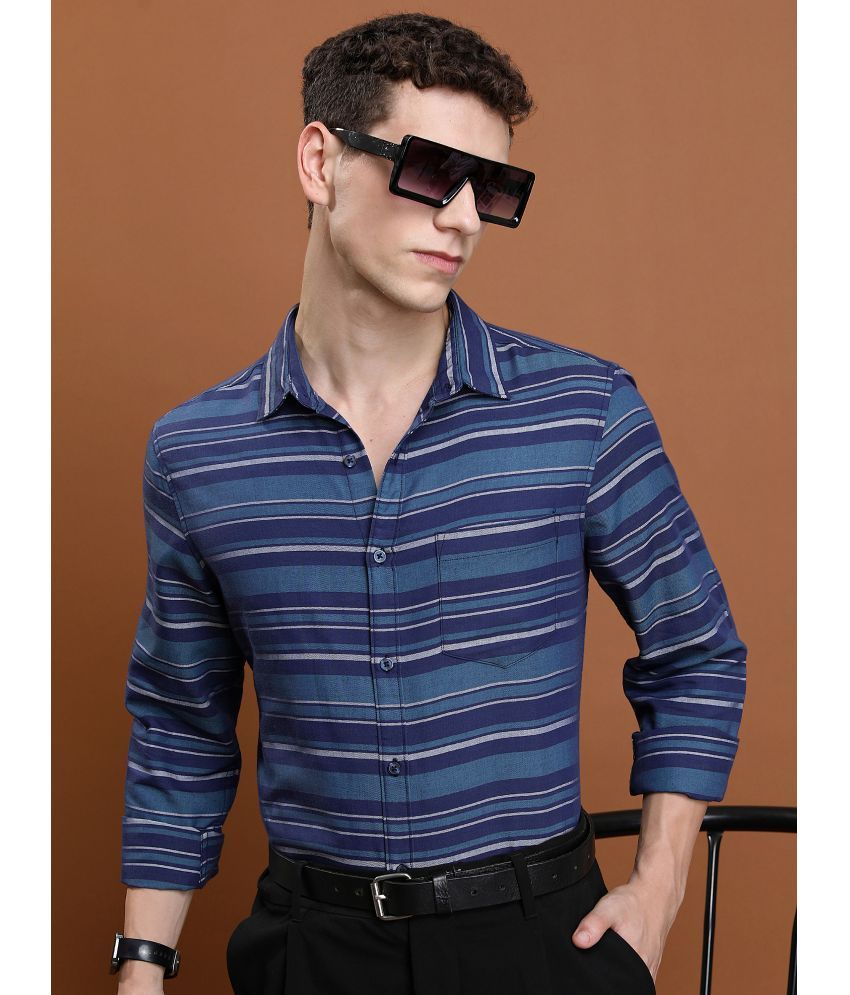     			Ketch Cotton Blend Slim Fit Striped Full Sleeves Men's Casual Shirt - Navy Blue ( Pack of 1 )