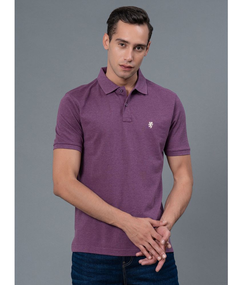     			Red Tape Cotton Blend Regular Fit Solid Half Sleeves Men's Polo T Shirt - Purple ( Pack of 1 )