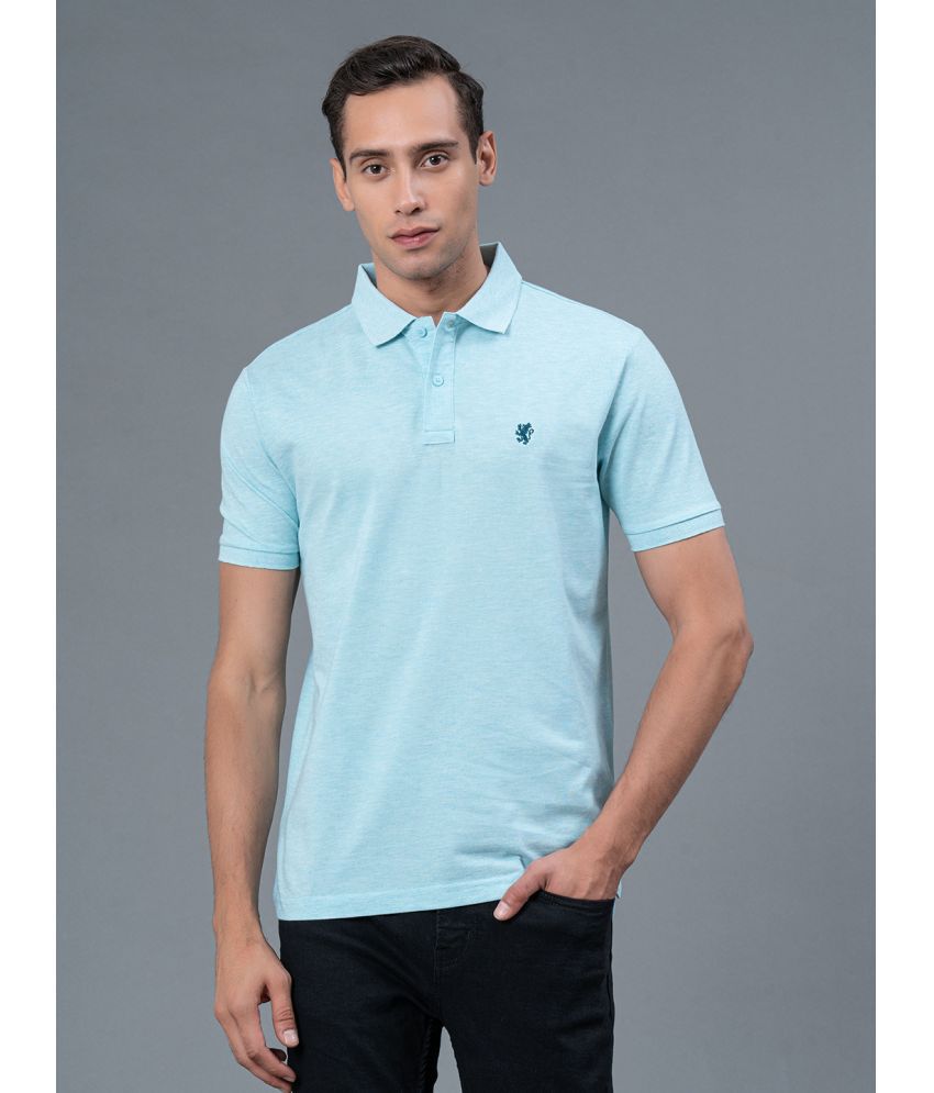     			Red Tape Cotton Blend Regular Fit Solid Half Sleeves Men's Polo T Shirt - Blue ( Pack of 1 )