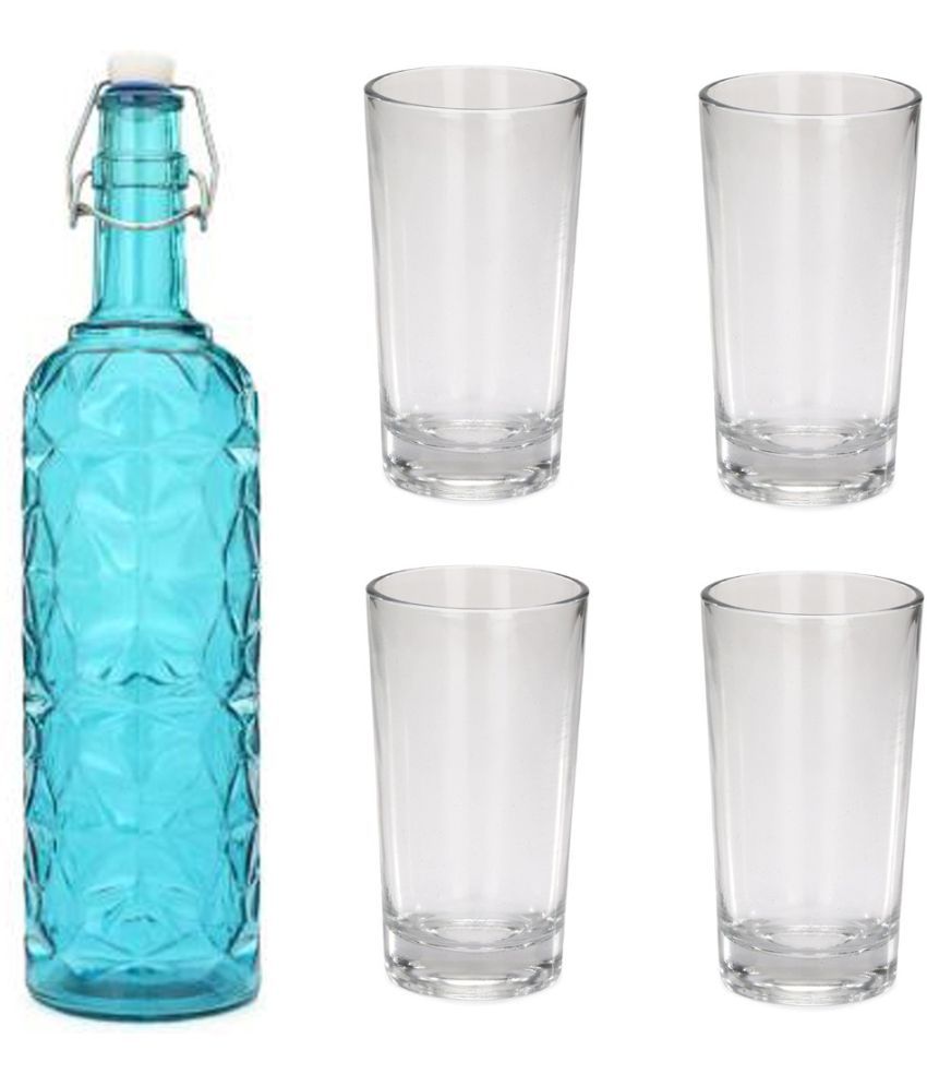     			AFAST Bottle Glass Blue Glass Water Bottle 1000 mL ( Set of 5 )