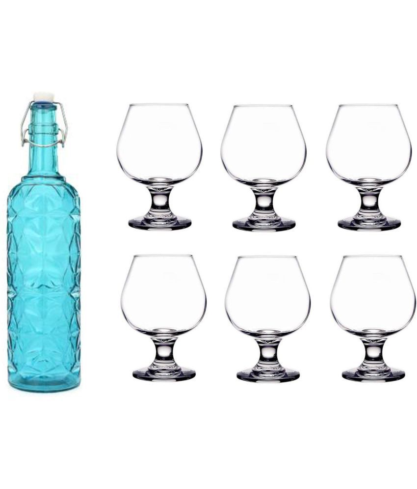     			AFAST Bottle Glass Blue Glass Water Bottle 1000 mL ( Set of 7 )