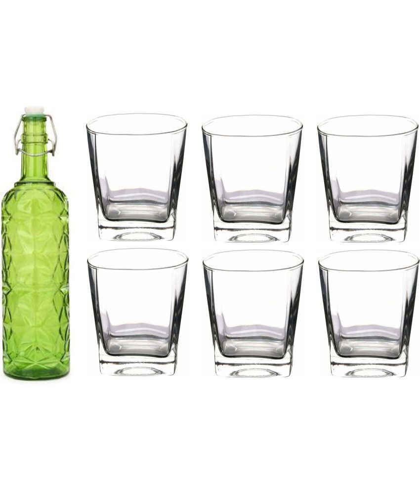     			AFAST Bottle Glass Green Glass Water Bottle 1000 mL ( Set of 7 )