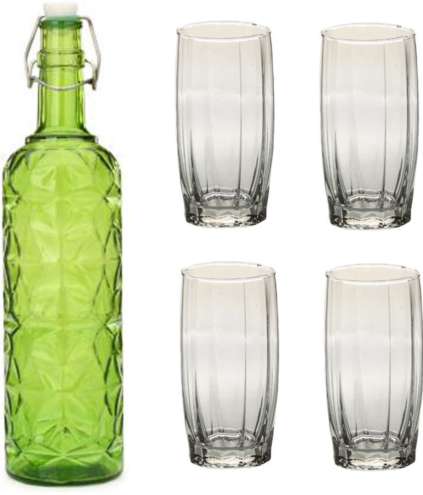     			AFAST Bottle Glass Green Glass Water Bottle 1000 mL ( Set of 5 )