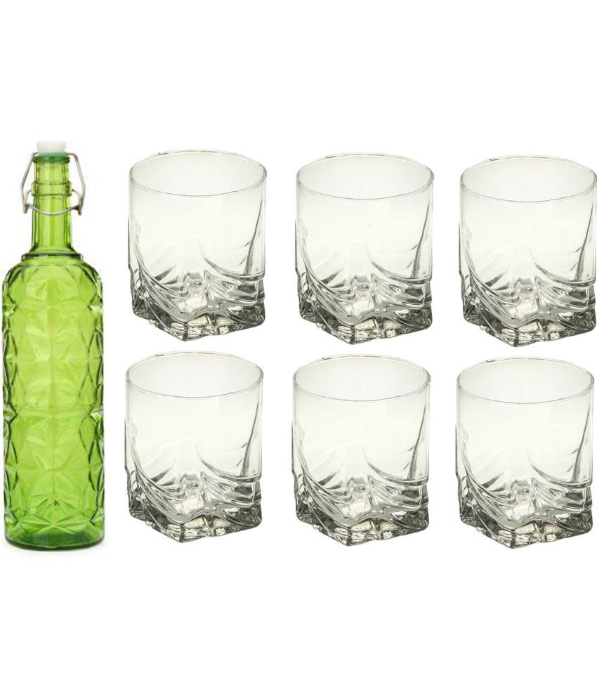     			AFAST Bottle Glass Green Glass Water Bottle 1000 mL ( Set of 7 )