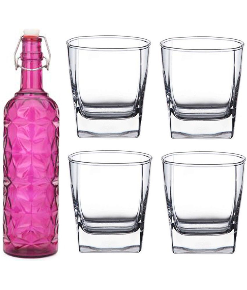     			AFAST Bottle Glass Pink Glass Water Bottle 1000 mL ( Set of 5 )