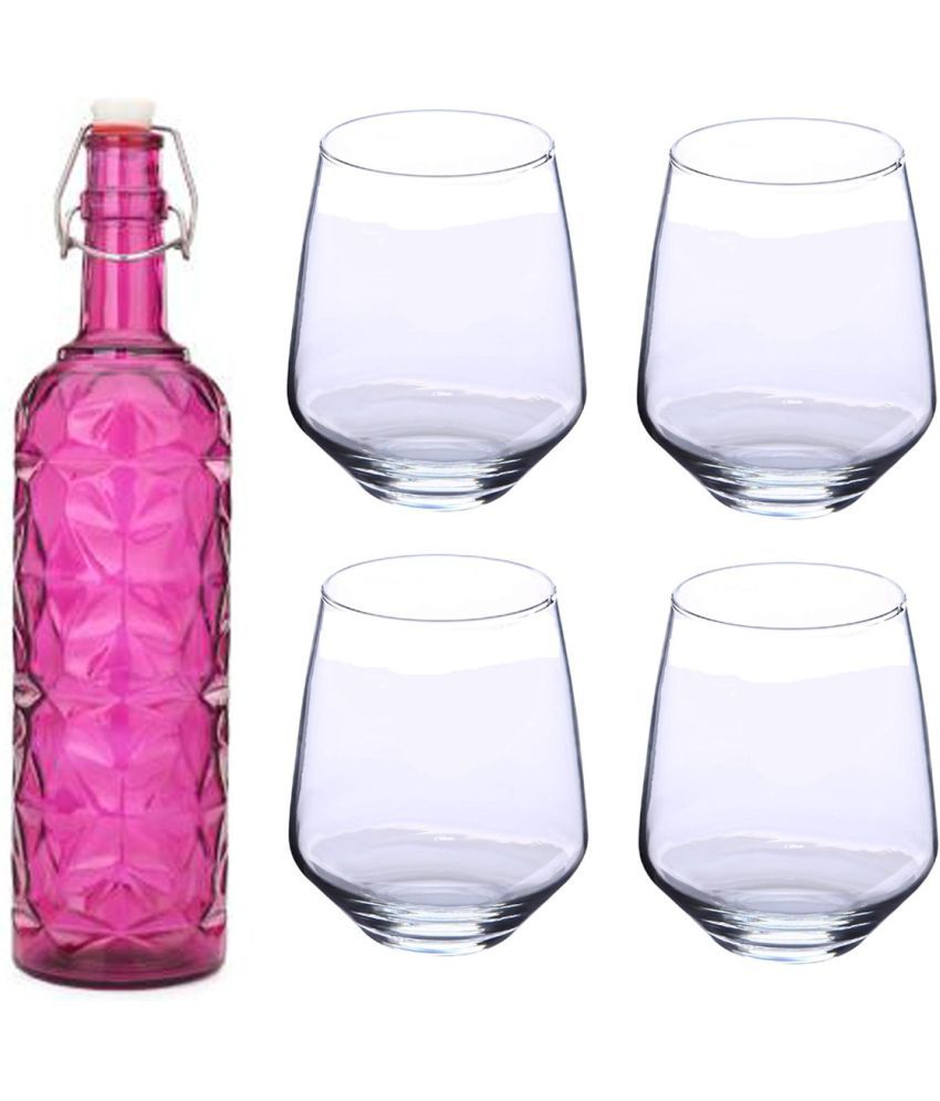     			AFAST Bottle Glass Pink Glass Water Bottle 1000 mL ( Set of 5 )