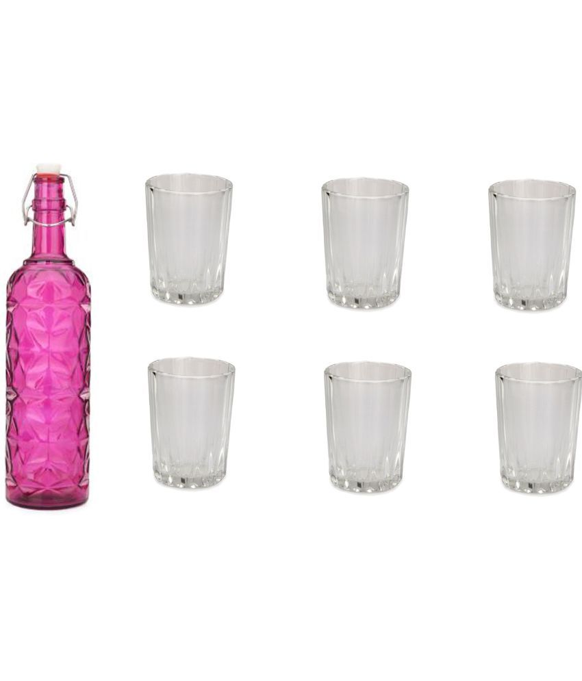     			AFAST Bottle Glass Pink Glass Water Bottle 1000 mL ( Set of 7 )