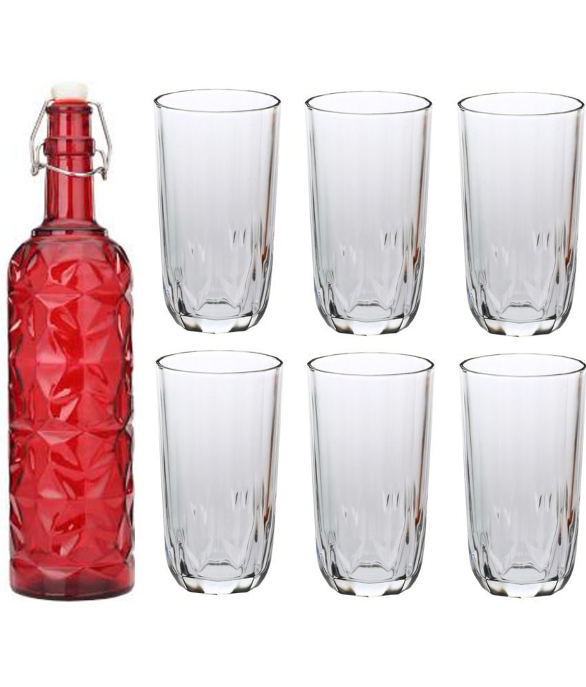     			AFAST Bottle Glass Red Glass Water Bottle 1000 mL ( Set of 7 )