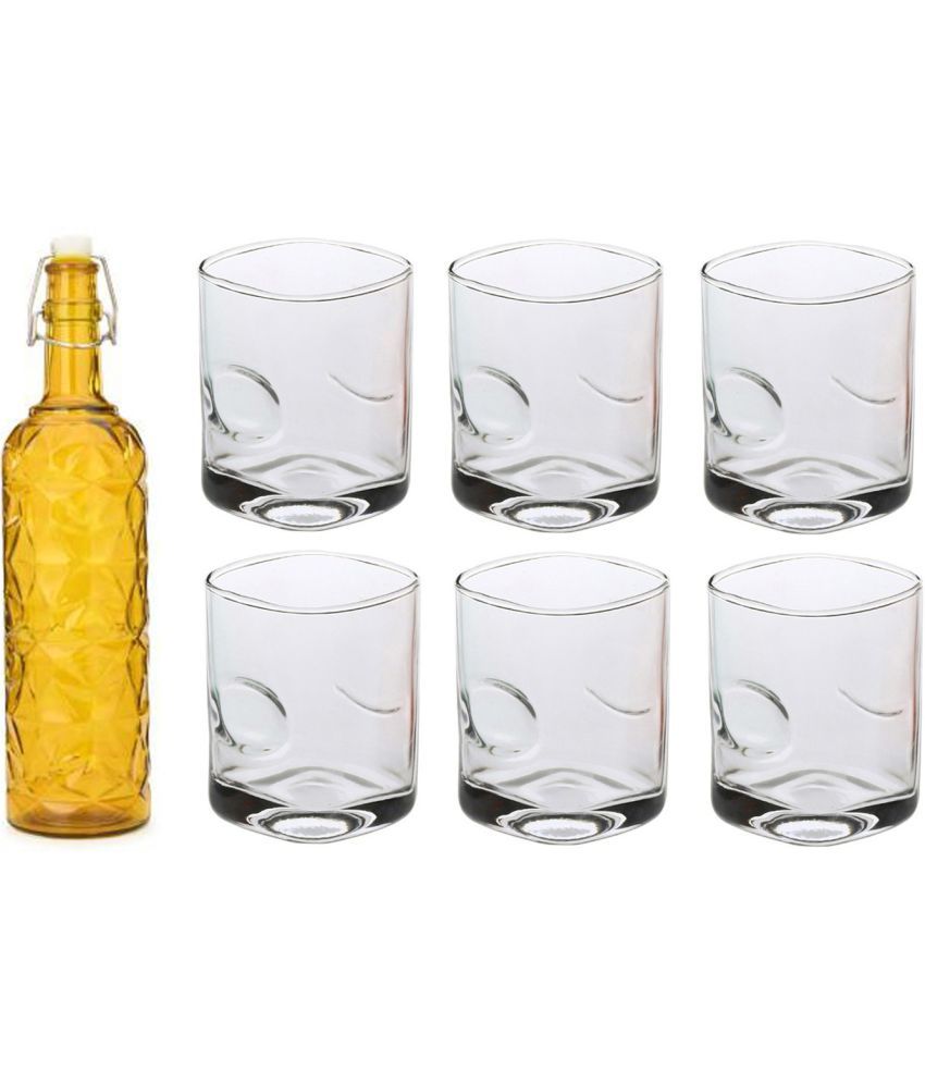     			AFAST Bottle Glass Yellow Glass Water Bottle 1000 mL ( Set of 7 )