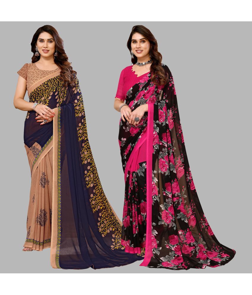     			ANAND SAREES Georgette Printed Saree With Blouse Piece - Multicolour ( Pack of 2 )