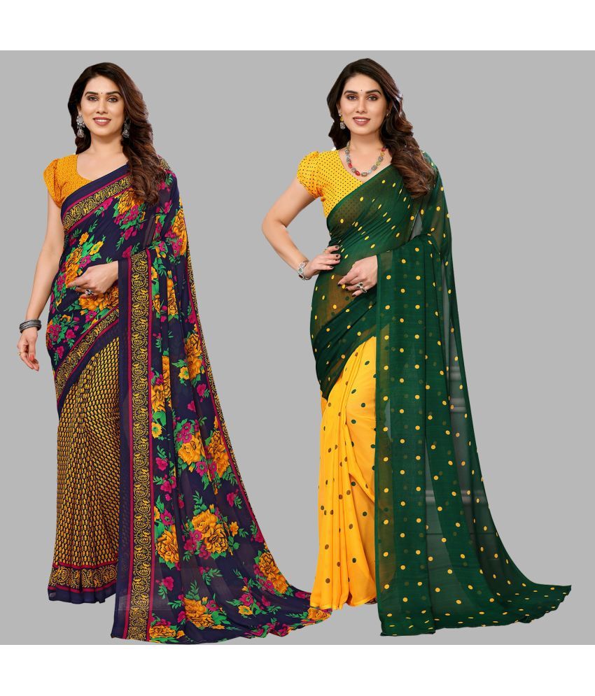     			ANAND SAREES Georgette Printed Saree With Blouse Piece - Multicolour ( Pack of 2 )