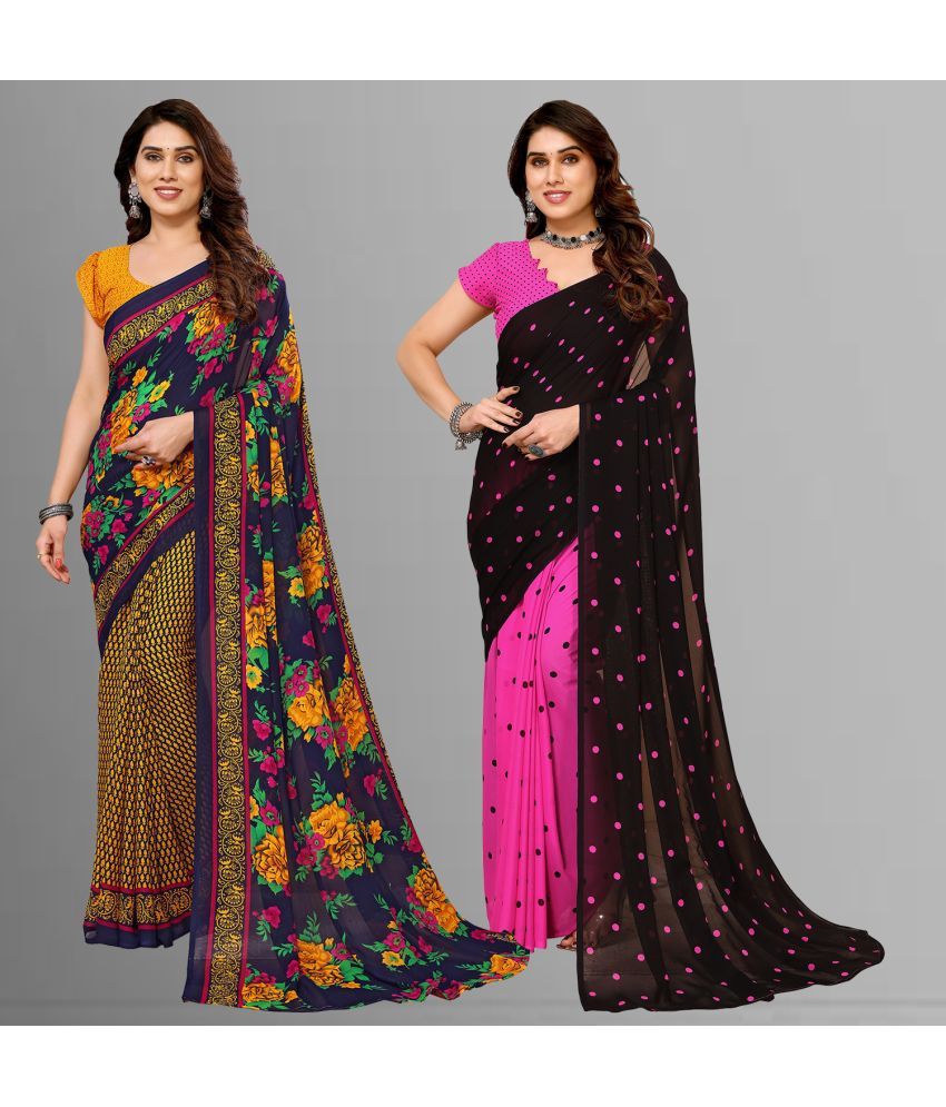     			ANAND SAREES Georgette Printed Saree With Blouse Piece - Multicolour ( Pack of 2 )