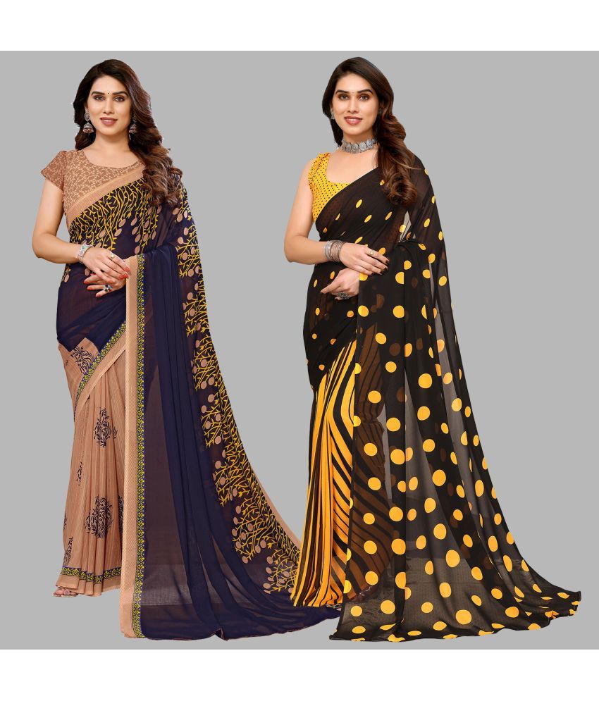     			ANAND SAREES Georgette Printed Saree With Blouse Piece - Multicolour ( Pack of 2 )