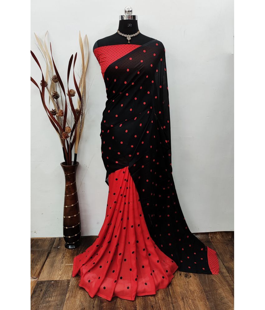     			ANAND SAREES Georgette Printed Saree With Blouse Piece - Red ( Pack of 1 )