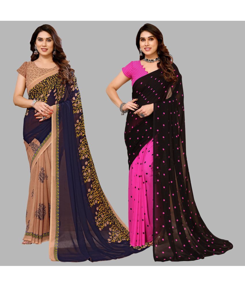     			ANAND SAREES Georgette Printed Saree With Blouse Piece - Multicolour ( Pack of 2 )