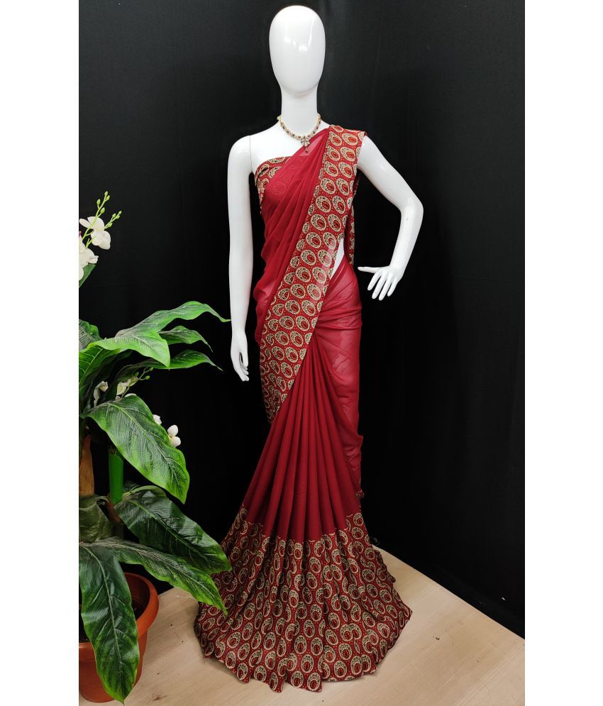     			ANAND SAREES Georgette Printed Saree With Blouse Piece - Red ( Pack of 1 )