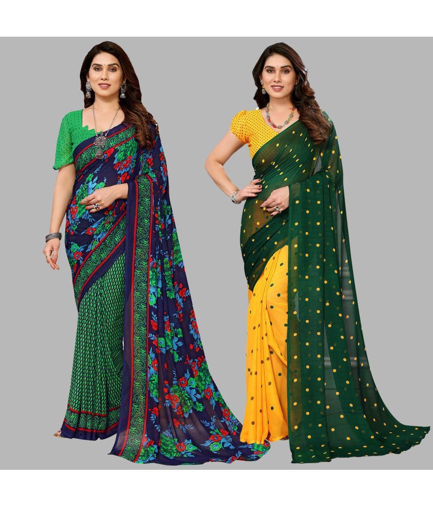     			ANAND SAREES Georgette Printed Saree With Blouse Piece - Multicolour ( Pack of 2 )