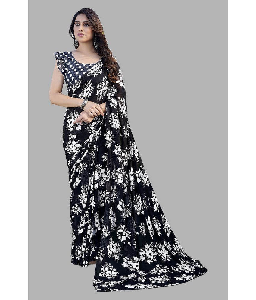     			ANAND SAREES Georgette Printed Saree With Blouse Piece - Black ( Pack of 1 )