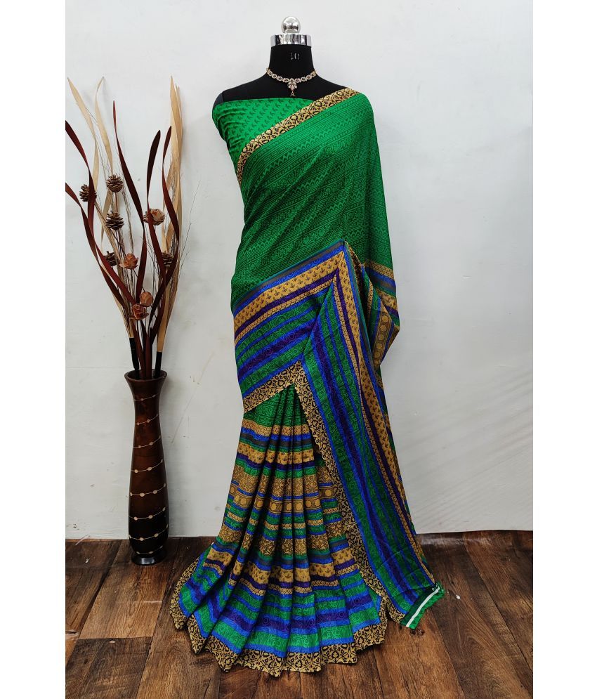     			ANAND SAREES Georgette Printed Saree With Blouse Piece - Green ( Pack of 1 )