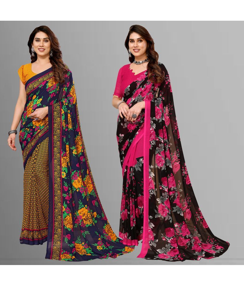     			ANAND SAREES Georgette Printed Saree With Blouse Piece - Multicolour ( Pack of 2 )