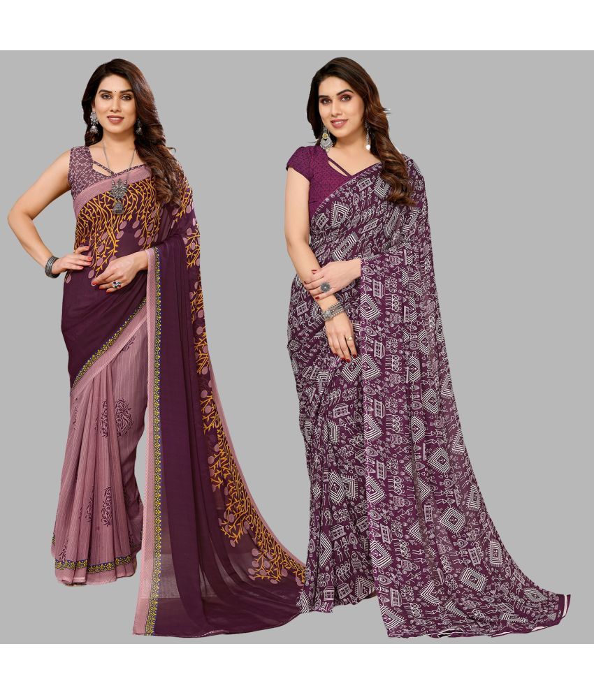     			ANAND SAREES Georgette Printed Saree With Blouse Piece - Multicolour ( Pack of 2 )