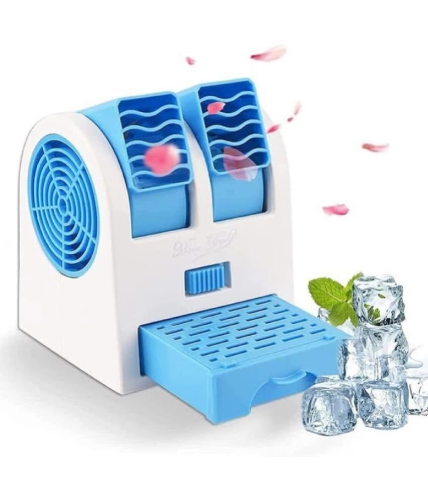     			DHSMART Mini fan cooler TableFan white Wood Polish Foam AC USB and Battery Operated with Ice Chambe MULTI 1 no.s