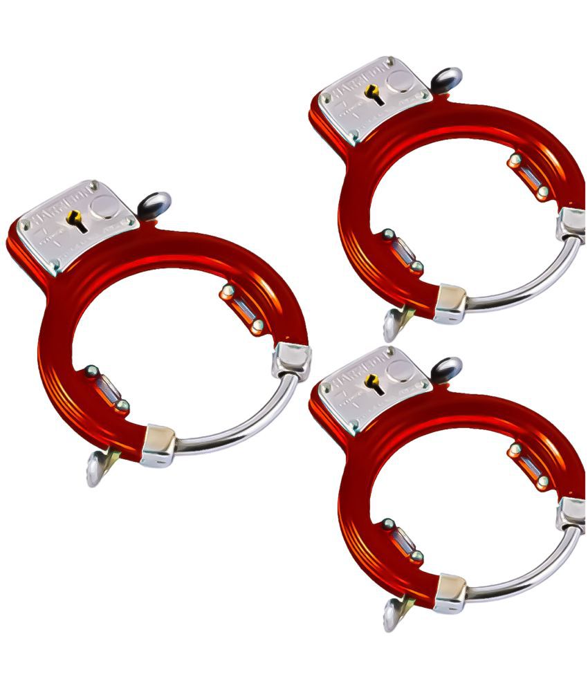    			Harrison Cycle Fitting Lock with 2 Key/Powder Coated / 5 Lever Security, Durable, Along with Fitting Manual Cycle Frame Lock Pack of 3 (0515-RED)