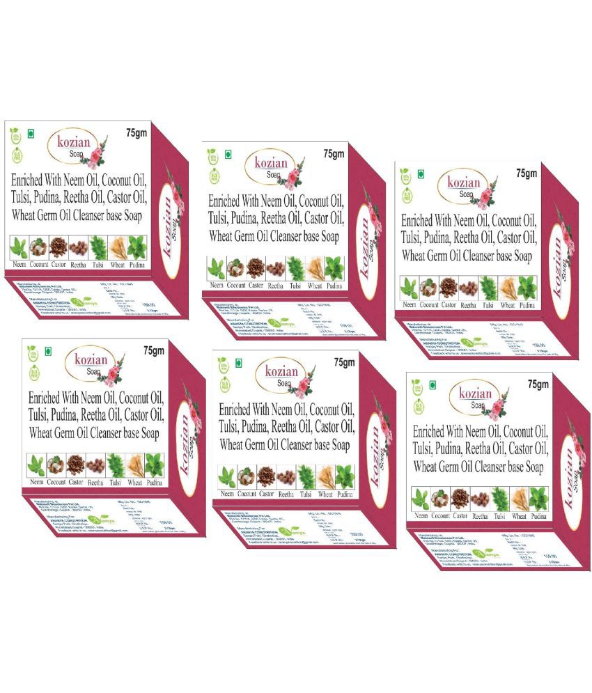     			KOZIAN Freshness Enriched With Neem & Tulsi Oil Bathing Bar for All Skin Type ( Pack of 6 )