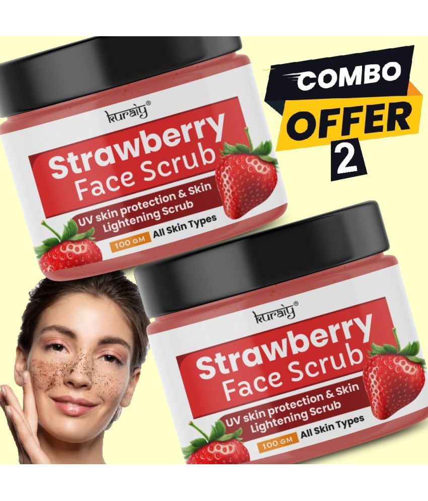     			KURAIY Strawberry UV Skin Protection & Skin Lightening Face Scrub for All Skin Types 100g