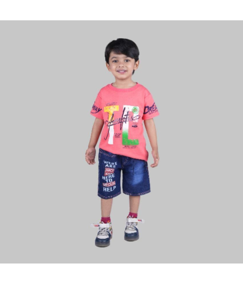     			Kidzee Kingdom Multicolor Cotton Blend Boys T-Shirt & Shorts ( Pack of 1 )