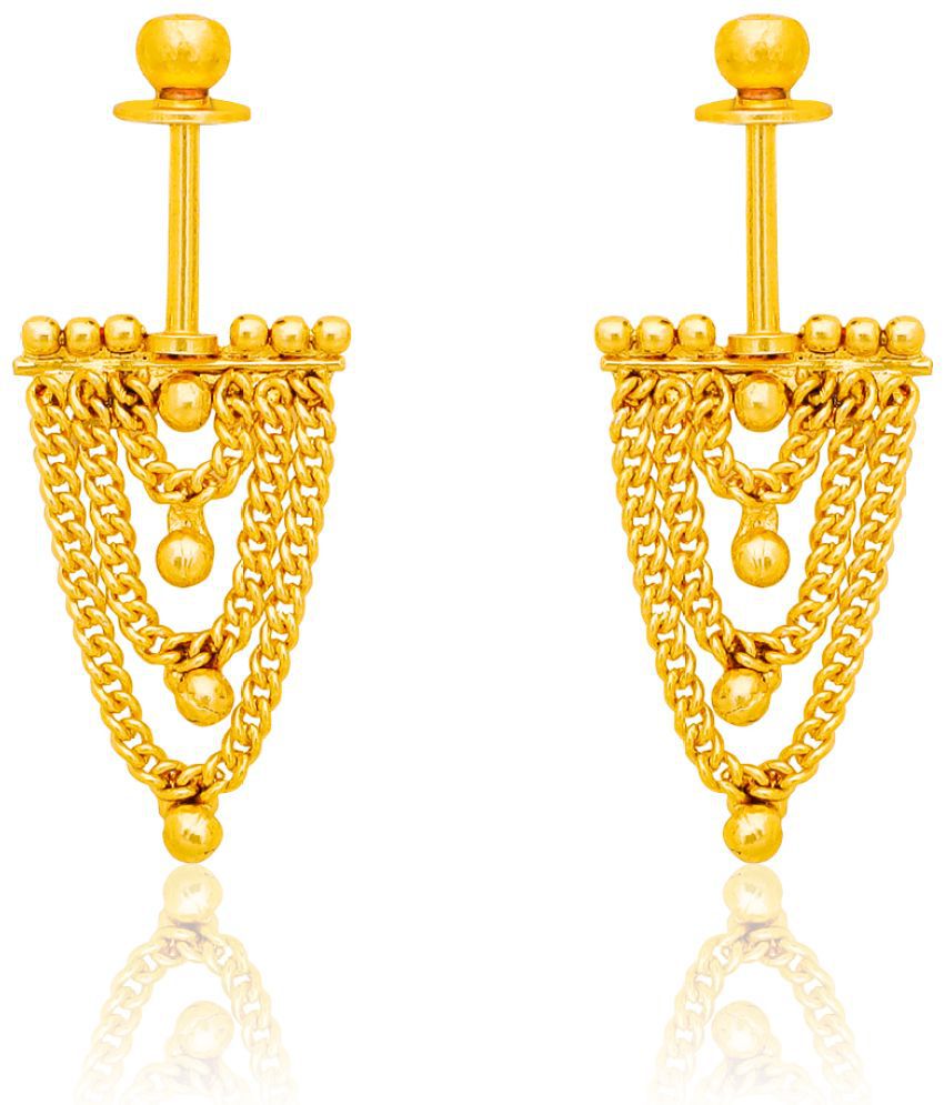     			LUV FASHION Golden Drop Earrings ( Pack of 1 )