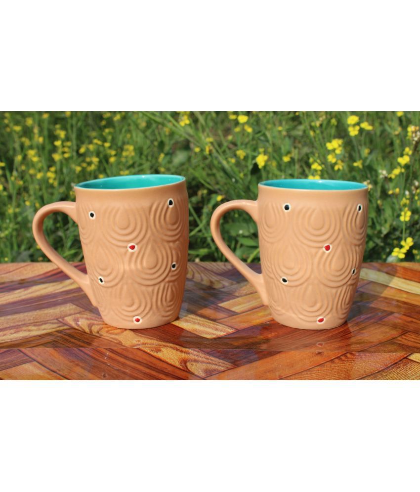    			Laghima jadon Colour U Shape Solid Ceramic Coffee Mug 350 mL ( Pack of 2 )