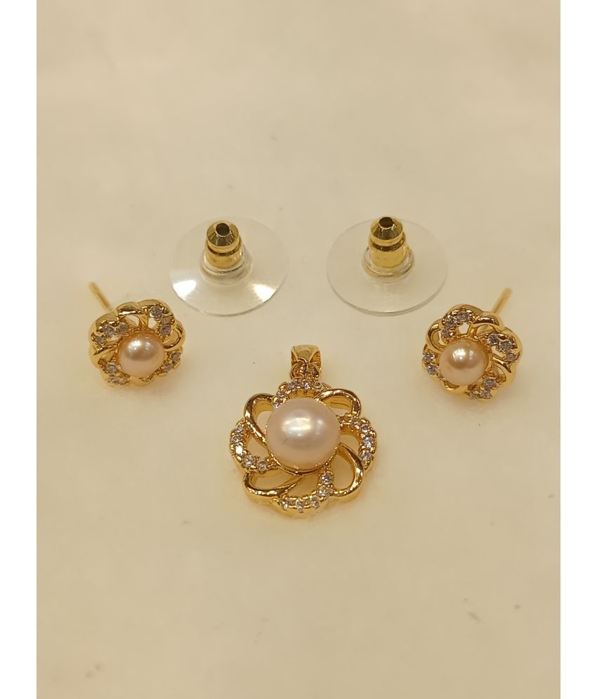     			Mannatraj Pearls & Jewellers Pink Pendant set ( Pack of 2 )