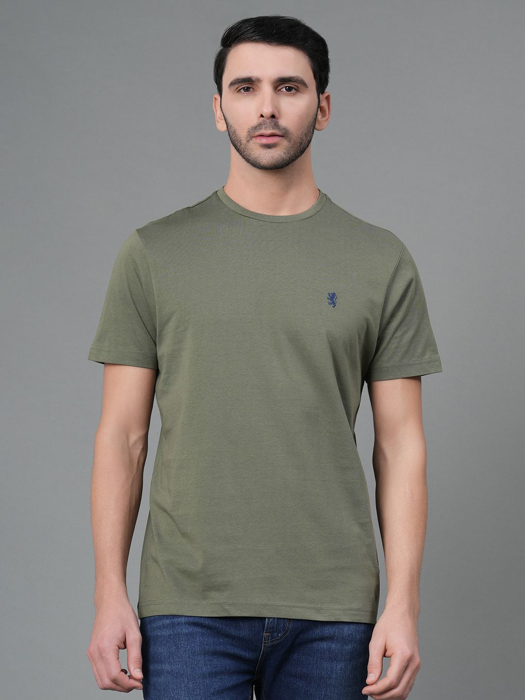     			Red Tape 100% Cotton Regular Fit Solid Half Sleeves Men's T-Shirt - Olive ( Pack of 1 )