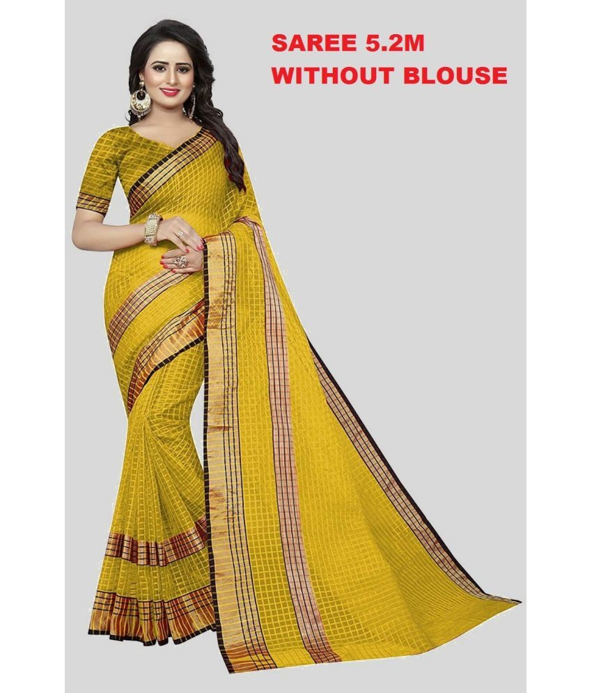     			Saadhvi Art Silk Printed Saree Without Blouse Piece - Yellow ( Pack of 1 )