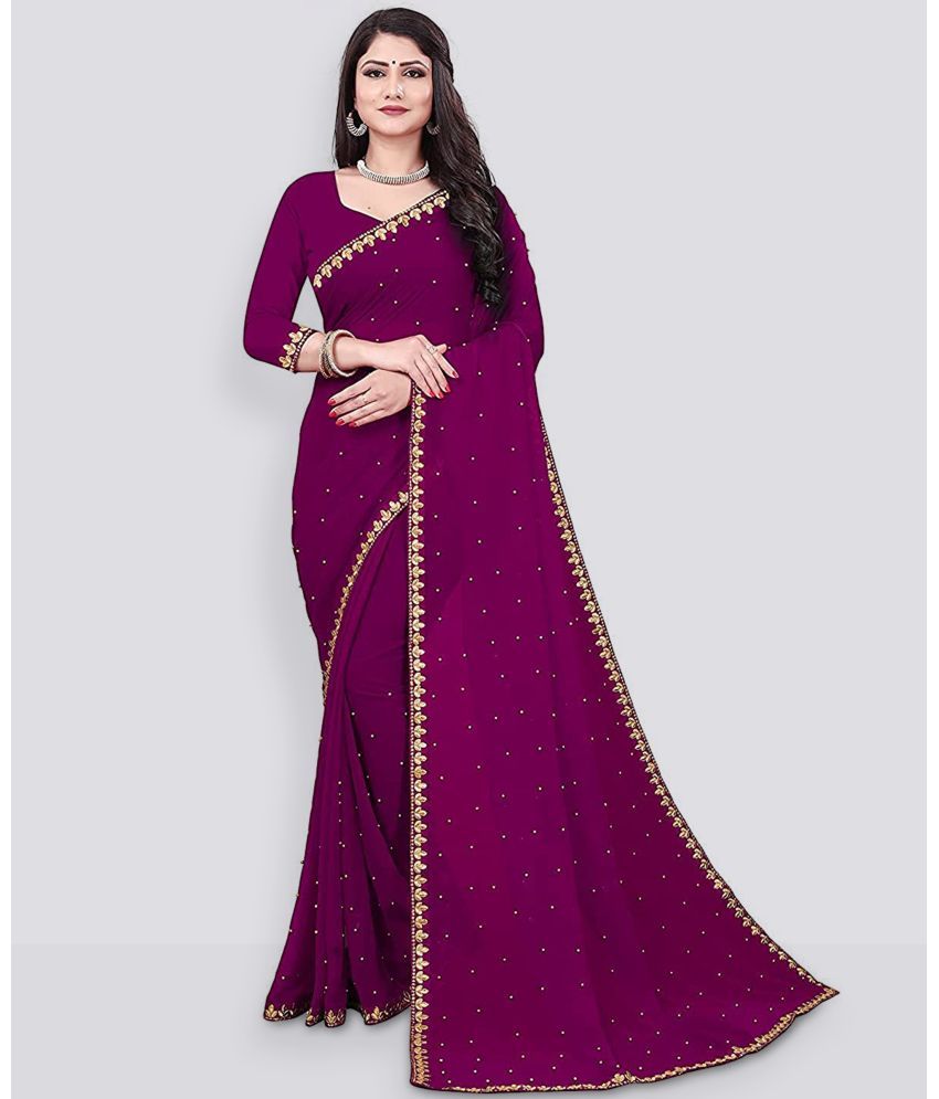     			Saadhvi Chiffon Printed Saree With Blouse Piece - Purple ( Pack of 1 )