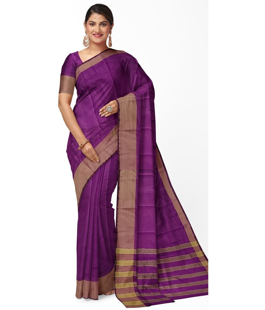     			Saadhvi Cotton Silk Printed Saree With Blouse Piece - Purple ( Pack of 1 )