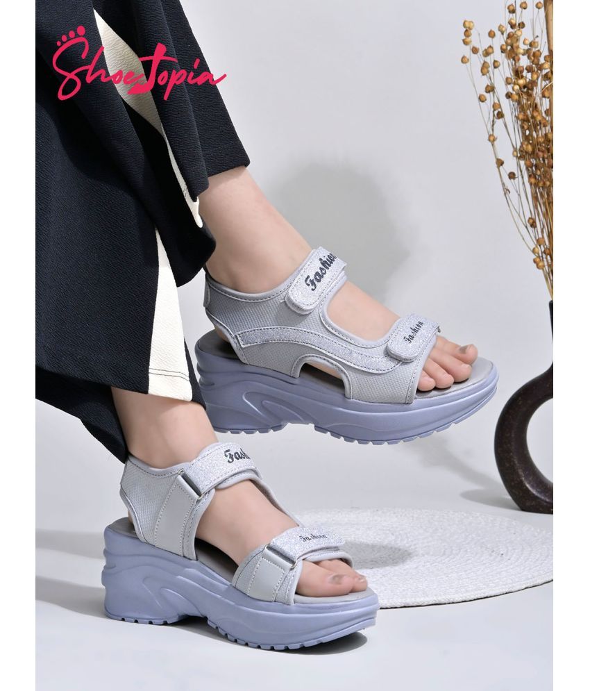     			Shoetopia Gray Floater Sandals